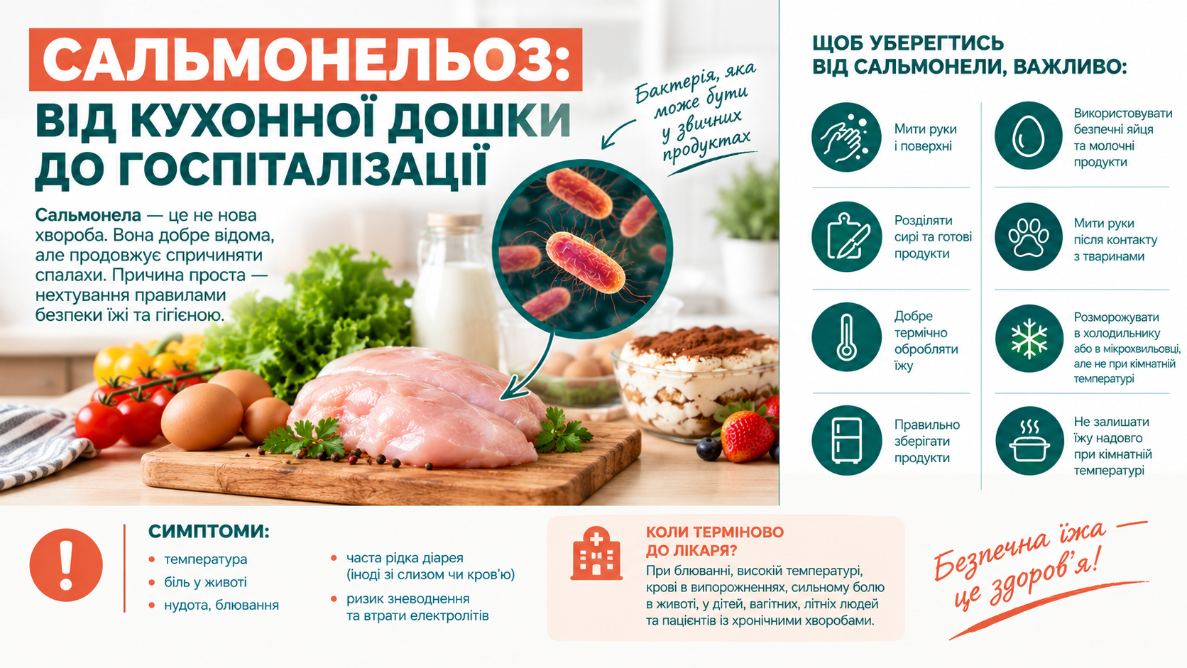 Сальмонельоз: від кухонної дошки до госпіталізації 