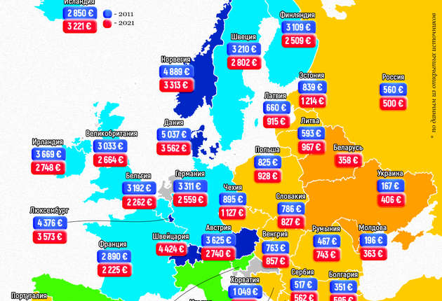 Средние зарплаты в Европе: как изменился размер выплат за 10 лет
