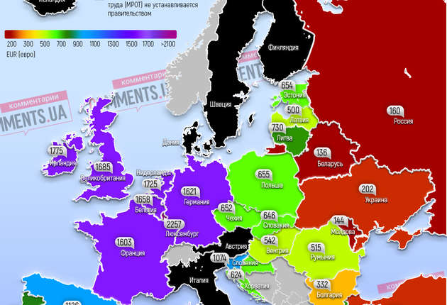 Мінімальний розмір оплати праці у Європі у 2022 році: на якому місці Україна (Інфографіка)