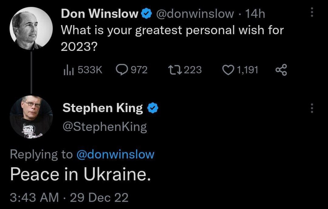 Стивен Кинг рассказал о своем желании на 2023 год. Оно касается Украины - фото 2