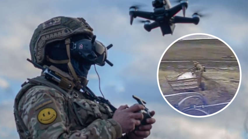 Росіянин з палицею проти українського дрона-камікадзе: відео дуелі Росіянин з палицею проти українського дрона-камікадзе: відео дуелі