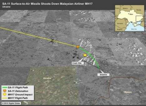 США обнародовали схему полета ракеты, которой был сбит Boeing-777