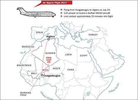 Обнаружено место падения алжирского лайнера