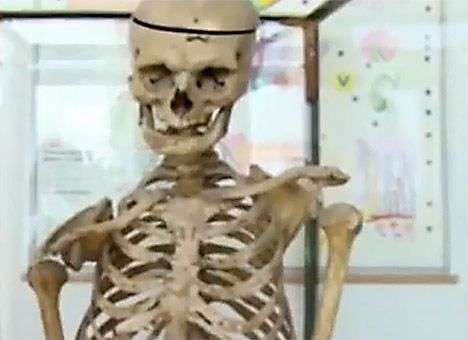 Скелет экс-директора школы в Румынии служит пособием по анатомии (ВИДЕО)