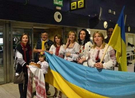 Как сборную Украины встречали в Испании (ФОТО)