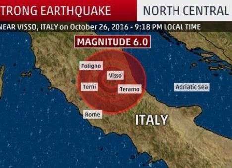 Опубликованы кадры нового землетрясения в Италии (ВИДЕО)