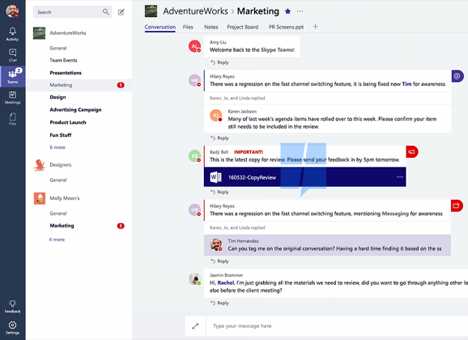 Появились подробности о мессенджере Microsoft Teams