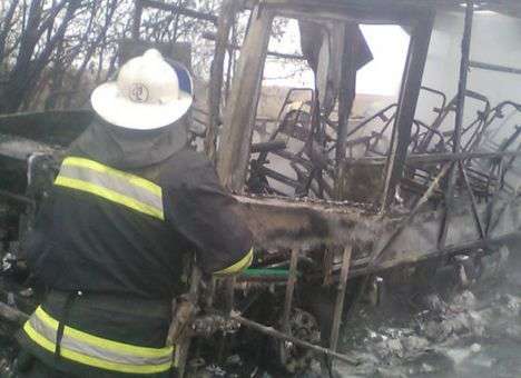 На Харьковщине сгорел рейсовый автобус