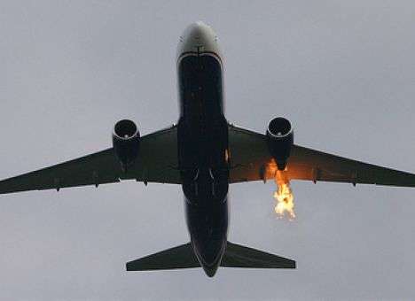 В США во время полета самолет загорелся из-за птицы