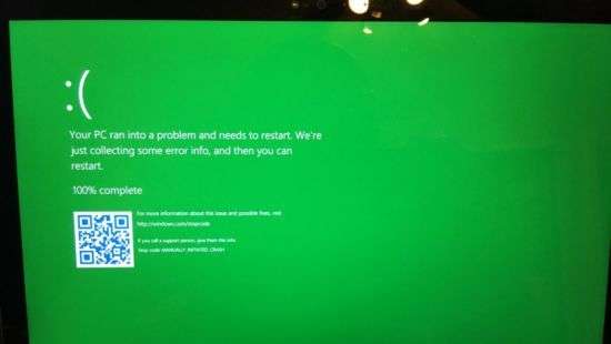 «Синий экран смерти» Windows 10 стал зелёным