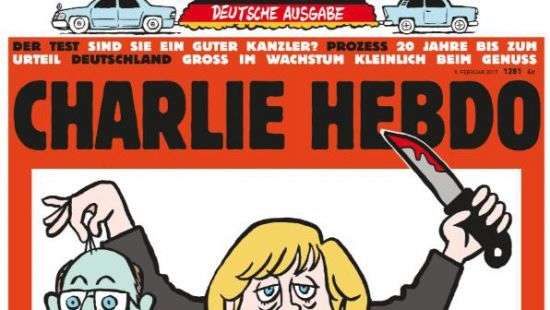Charlie Hebdo изобразил Меркель, отрезавшую голову конкуренту