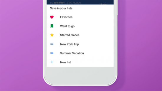 В Google Maps списки мест стали доступны всем пользователям