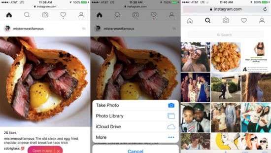 Instagram разрешил публиковать фото из браузера