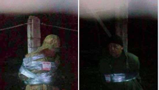 Бойцы ВСУ привязали к столбу своих командиров за пьянство