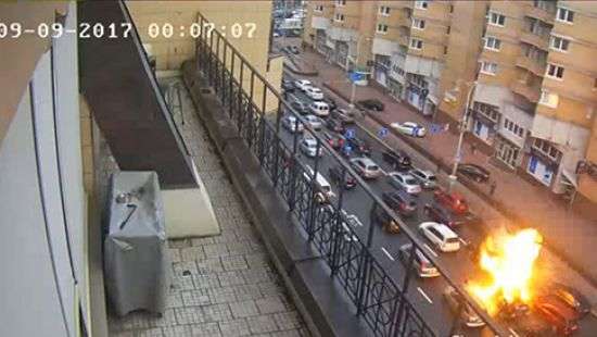 Обнародован момент взрыва автомобиля в центре Киева (ВИДЕО)