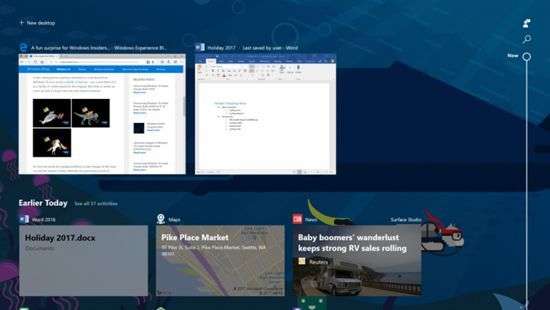 Microsoft начала тестировать Timeline