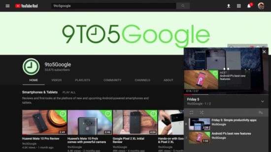 YouTube тестирует режим «картинка в картинке»