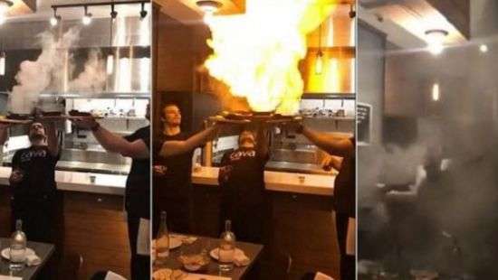 Эффектная подача блюда в ресторане закончилась курьезом – ВИДЕО