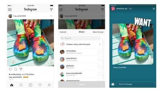 Посты в Instagram можно размещать в своих Stories
