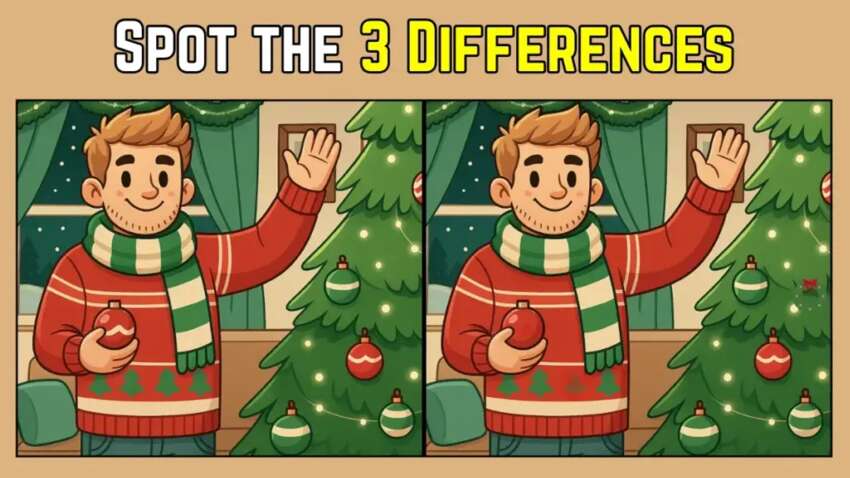Знайдіть 3 відмінності на зображенні хлопчика, який святкує Різдво: у вас є 20 секунд