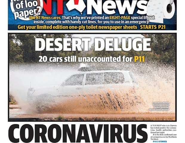 Туалетная бумага на страницах газеты: австралийское издание "поддержало" паникующих из-за коронавируса