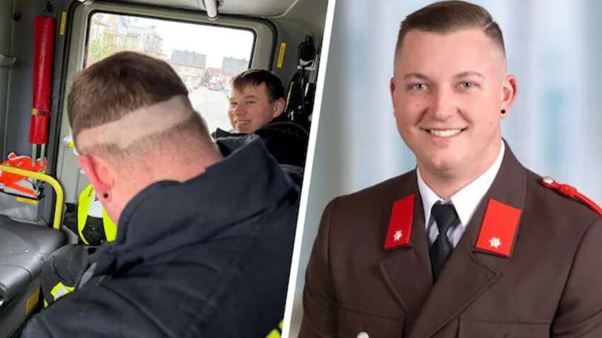 Курьезную прическу получил пожарный у парикмахера из-за экстренного вызова (ФОТО)