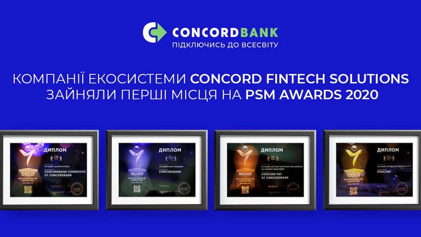 Компанії екосистеми Concord Fintech Solutions посіли перші місця на PSM Awards 2020