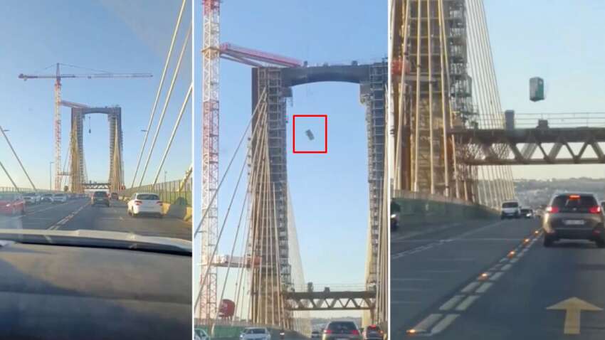 В Испании туалет упал на дорогу с высоты 30 метров: видео курьеза