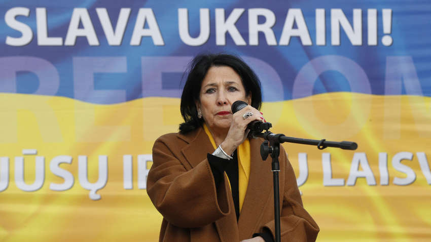 Президент Грузии обратилась к украинцам на незапланированной встрече Президент Грузии обратилась к украинцам на незапланированной встрече