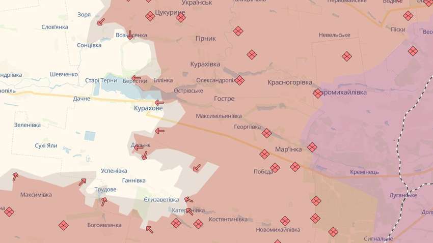 Ворог має просування на фронті: мапа DeepState Ворог має просування на фронті: мапа DeepState