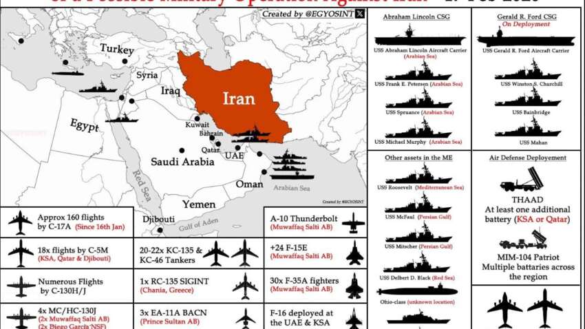Действительно пугает: США сосредоточили до половины мировой боевой авиации у Ирана