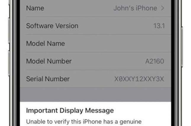 Apple будет оповещать о подлинности экрана или запчастей в телефоне