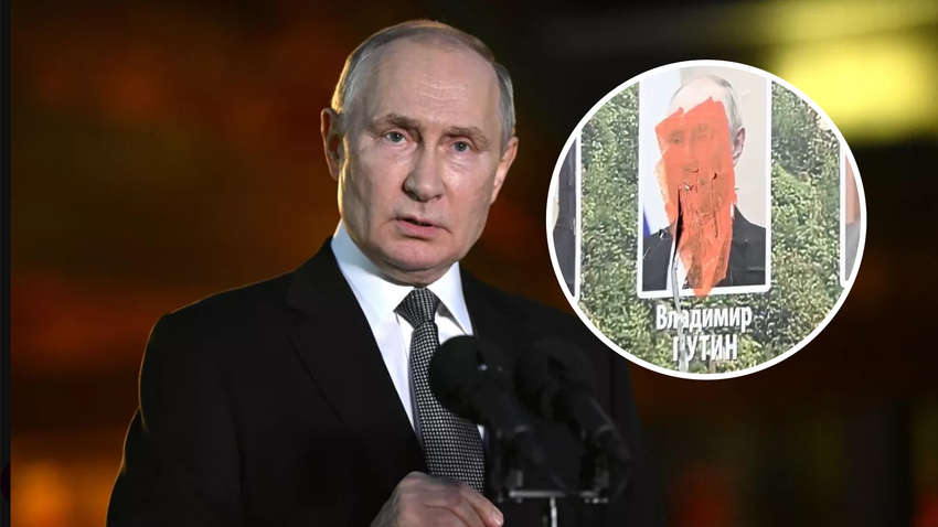 У Косово зрізали стенд з Путіним: президента Росії назвали фашистом (ВІДЕО)