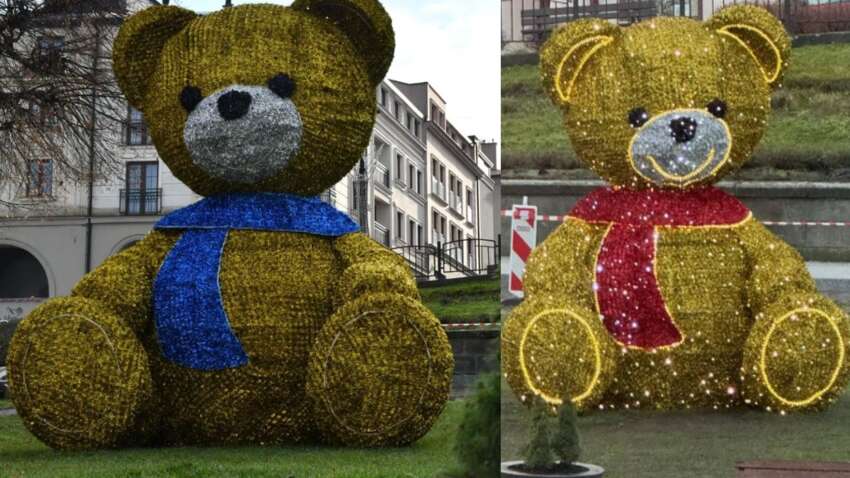 В Польше скандал из-за инсталляции золотого медведя с синим шарфом: увидели "украинские" цвета (ФОТО) В Польше скандал из-за инсталляции золотого медведя с синим шарфом: увидели "украинские" цвета (ФОТО)