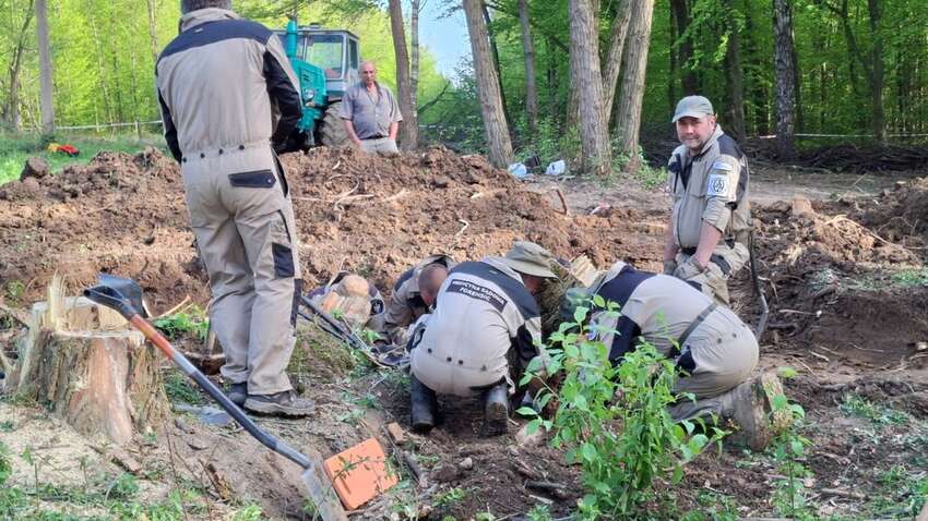 Эксгумация останков жертв Волынской трагедии в Пужниках Тернопольской области завершена