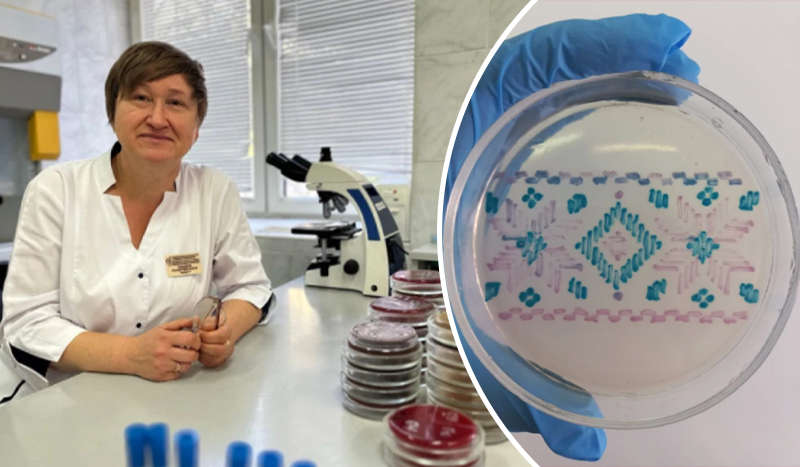 Украинский бактериолог вырастила вышивку из бактерий Украинский бактериолог вырастила вышивку из бактерий