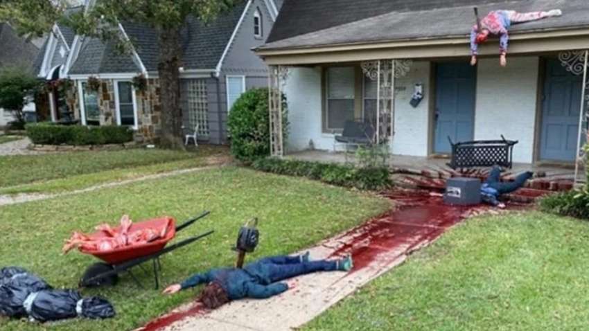 Художник украсил свой дом к Хэллоуину «сценами убийств» - фото Художник украсил свой дом к Хэллоуину «сценами убийств» - фото