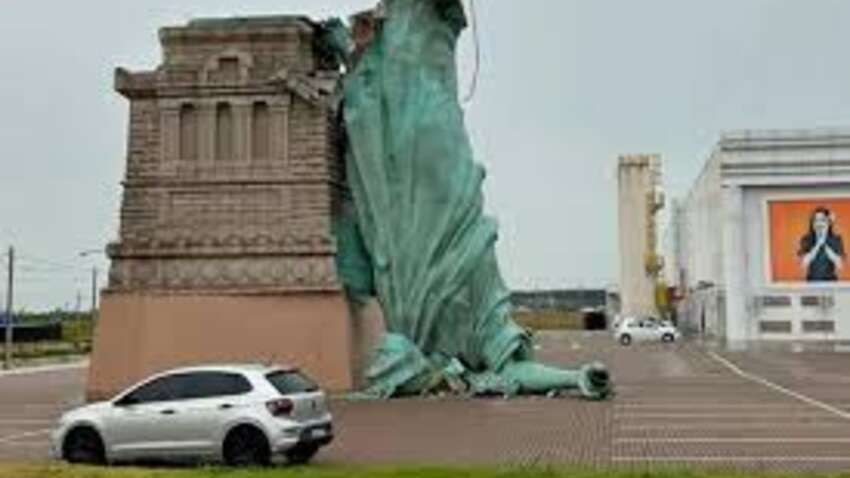 Гігантська Статуя Свободи впала і розсипалася – у Бразилії стихія знищила 24-метровий монумент Гігантська Статуя Свободи впала і розсипалася – у Бразилії стихія знищила 24-метровий монумент