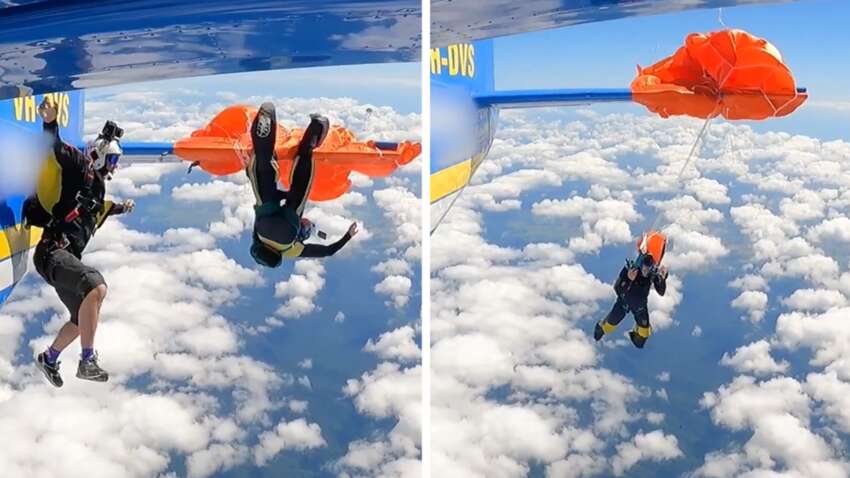 В Австралії парашутист зачепився за літак і повис на висоті у 4,5 тисячі метрів (ВІДЕО)