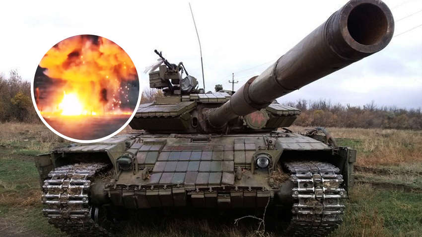 Російський танк знищено ракетою: потужний подвійний вибух (ВІДЕО)
