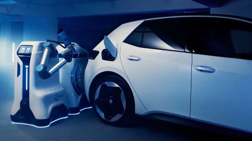 Volkswagen представил роботизированную зарядку для электромобилей Volkswagen представил роботизированную зарядку для электромобилей