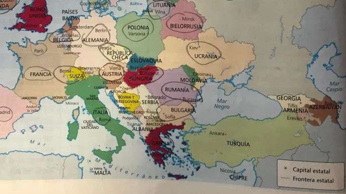 Украина требует от Испании немедленной реакции по учебникам с «россйским» Крымом