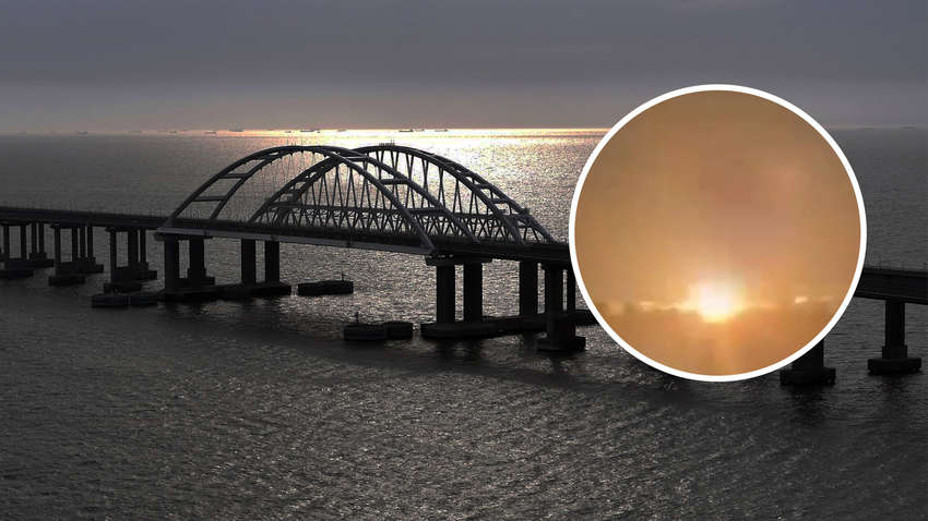 В сеть попало видео со взрывами на Крымском мосту