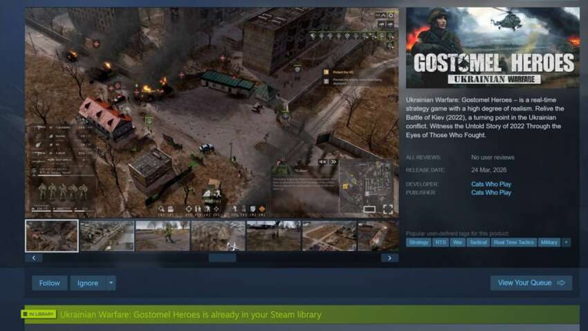 «герои Гостомеля»: россияне выпустили пропагандистскую игру о войне в Украине в Steam