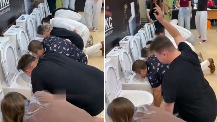 В России организовали конкурс по питью из унитазов на скорость (ВИДЕО) В России организовали конкурс по питью из унитазов на скорость (ВИДЕО)
