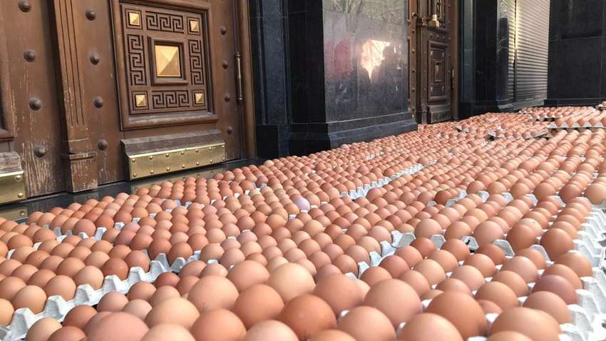 Фотофакт: Офис генпрокурора "атаковали" десятками яиц