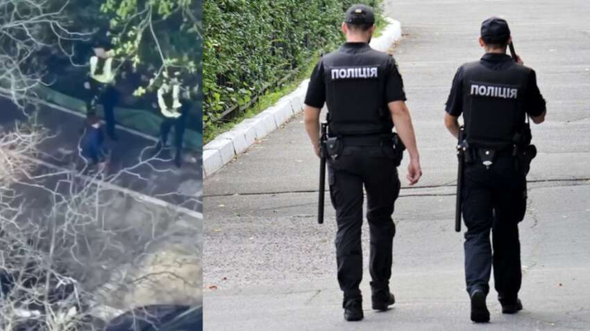 Новые кадры стрельбы в Киеве: двое полицейских скрылись с места инцидента