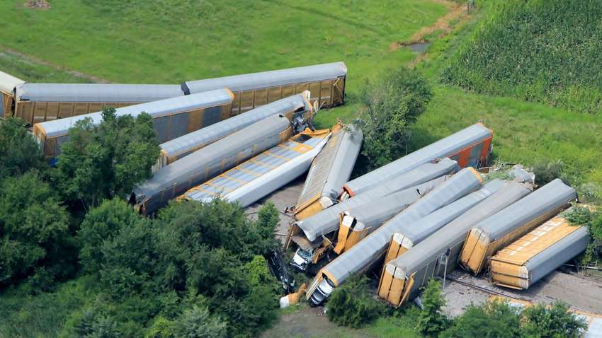 У США зійшов з рейок поїзд, який перевозив сотні нових автомобілів (ФОТО)
