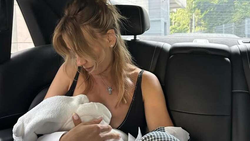 Леся Никитюк родила первенца: из родильного ее встречал муж