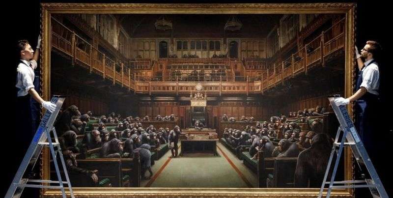 Картину Бенксі з депутатами-мавпами продали на аукціоні 